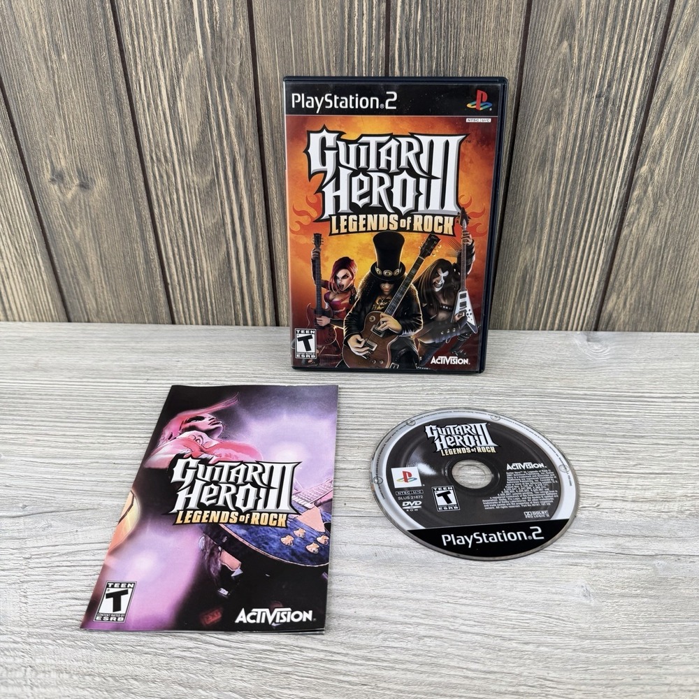 PS2 Playstation 2007 - Guitar Hero 3: Legends of Rock with Box & Manual (Works)
